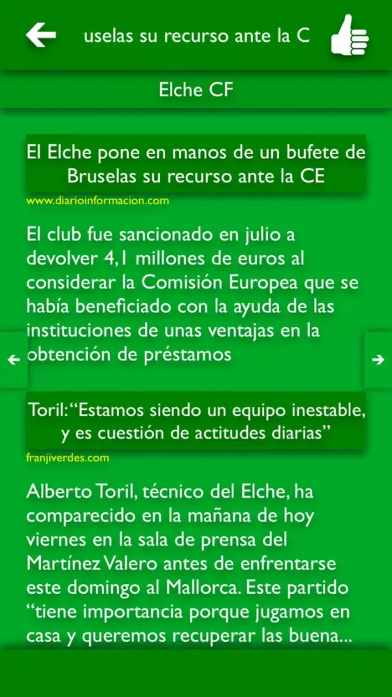 Capturas de tela do TLN - Todas Las Noticias del Elche CF