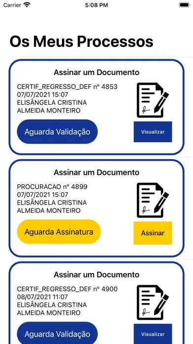 Capturas de tela do Biometrics Portal Consular