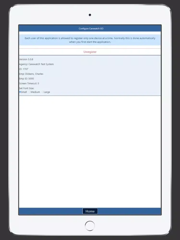 Ảnh chụp màn hình của Carewatch GO iPad 