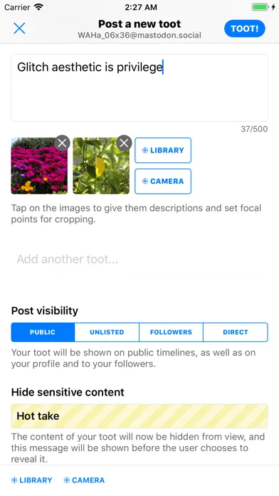 Zrzuty ekranu Toot! for Mastodon