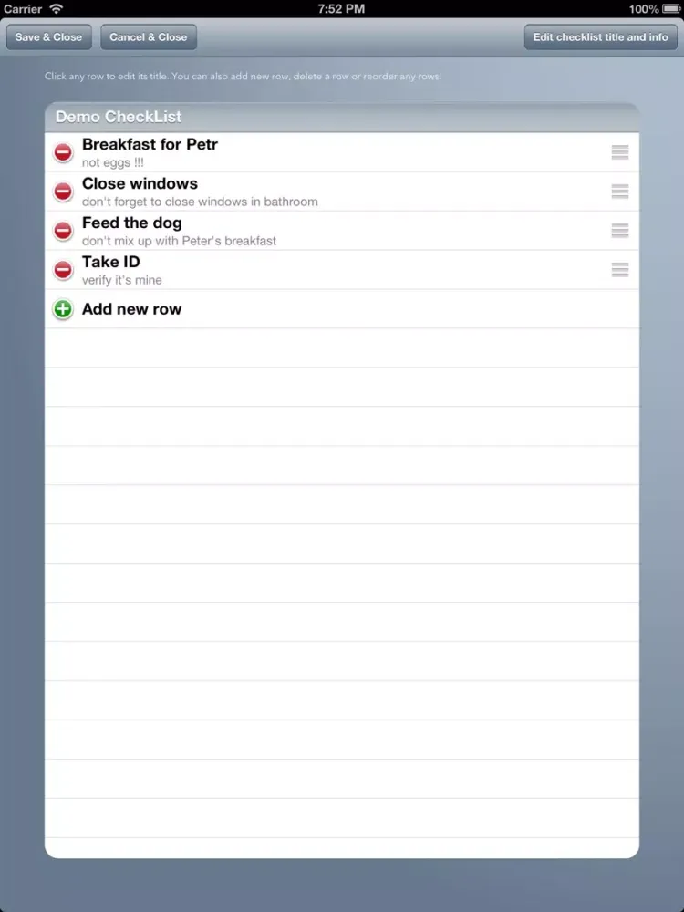 ภาพหน้าจอของ Check The List iPad 