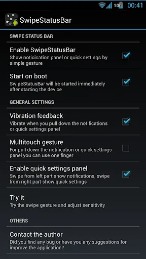 Tangkapan skrin Swipe Status Bar