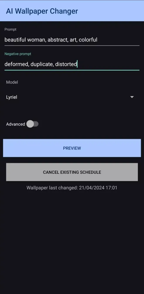 Скриншоты AI Wallpaper Changer