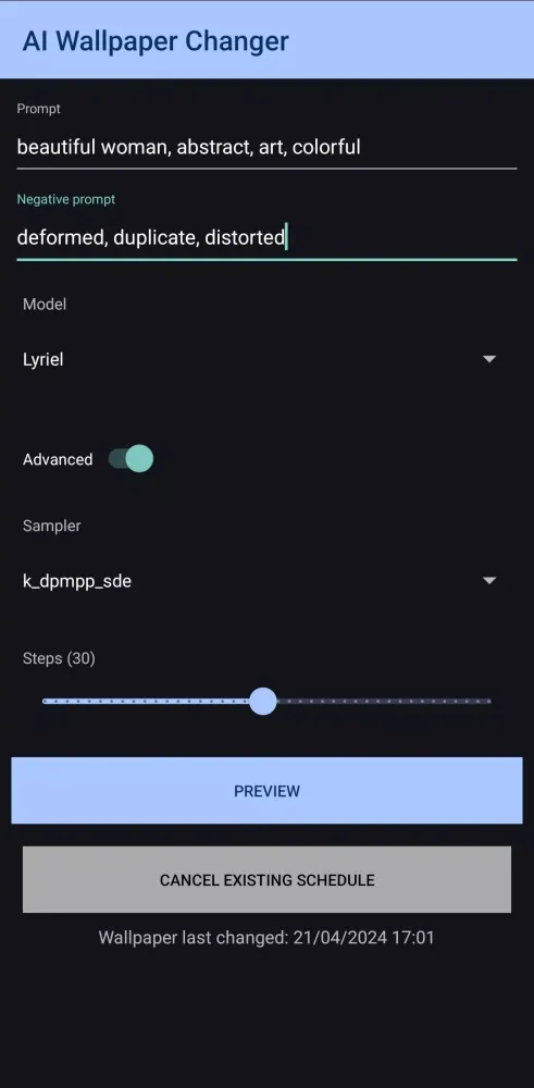 Скриншоты AI Wallpaper Changer