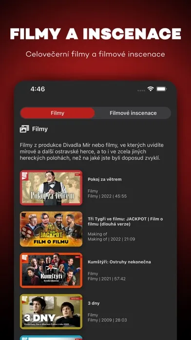 Ảnh chụp màn hình của MírPlay: videotéka Divadla Mír