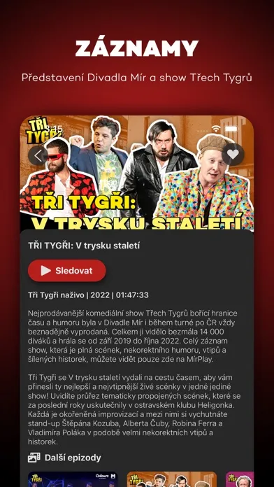 Ảnh chụp màn hình của MírPlay: videotéka Divadla Mír