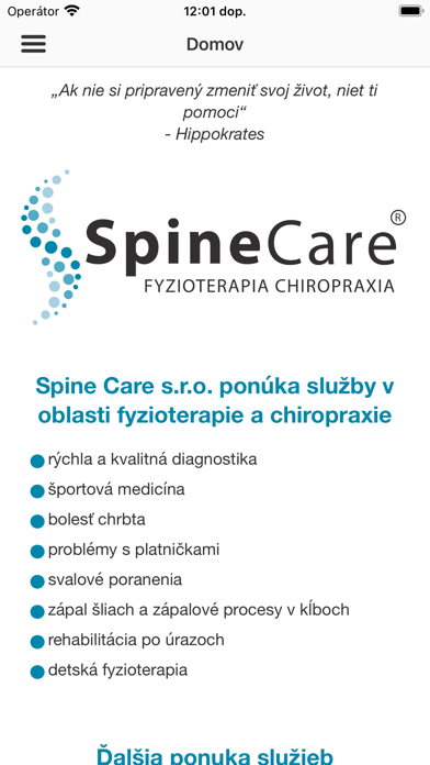 Screenshot di SpineCare