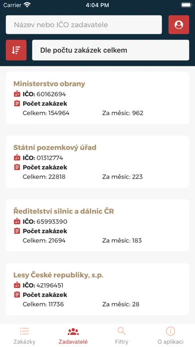 ภาพหน้าจอของ Veřejné zakázky PoDo
