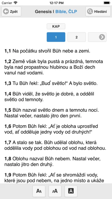 Zrzuty ekranu Bible, ČLP