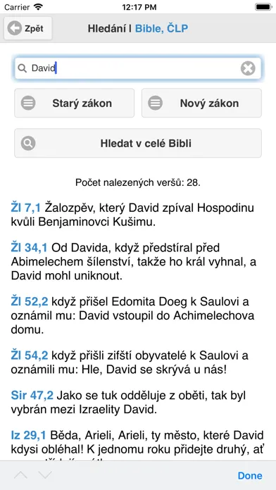 Zrzuty ekranu Bible, ČLP