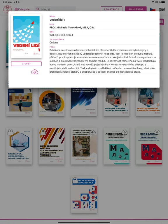 Capturas de tela do Futurebooks knihovna PedF UK iPad