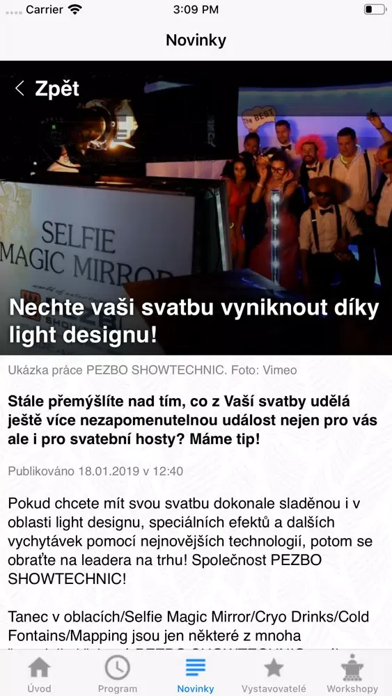 Capturas de tela do Svatební show 2020