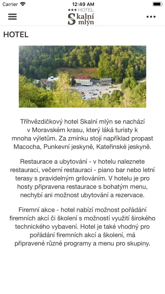 Tangkapan skrin Hotel Skalní mlýn