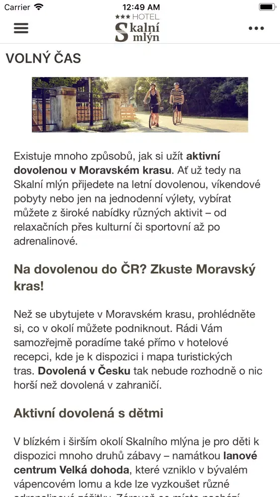 Tangkapan skrin Hotel Skalní mlýn