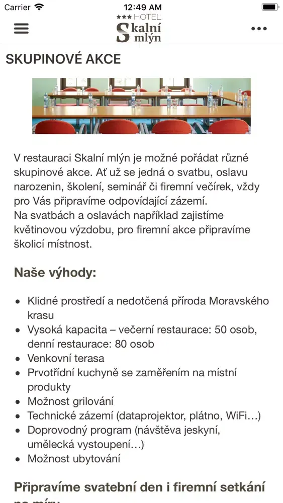 Tangkapan skrin Hotel Skalní mlýn