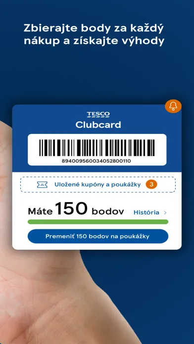 Zrzuty ekranu Clubcard Tesco Slovensko