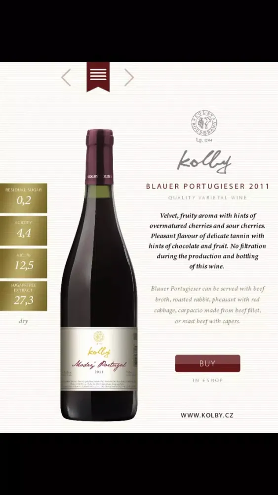 Katalog vín Kolby / Kolby Wine Catalog Screenshots