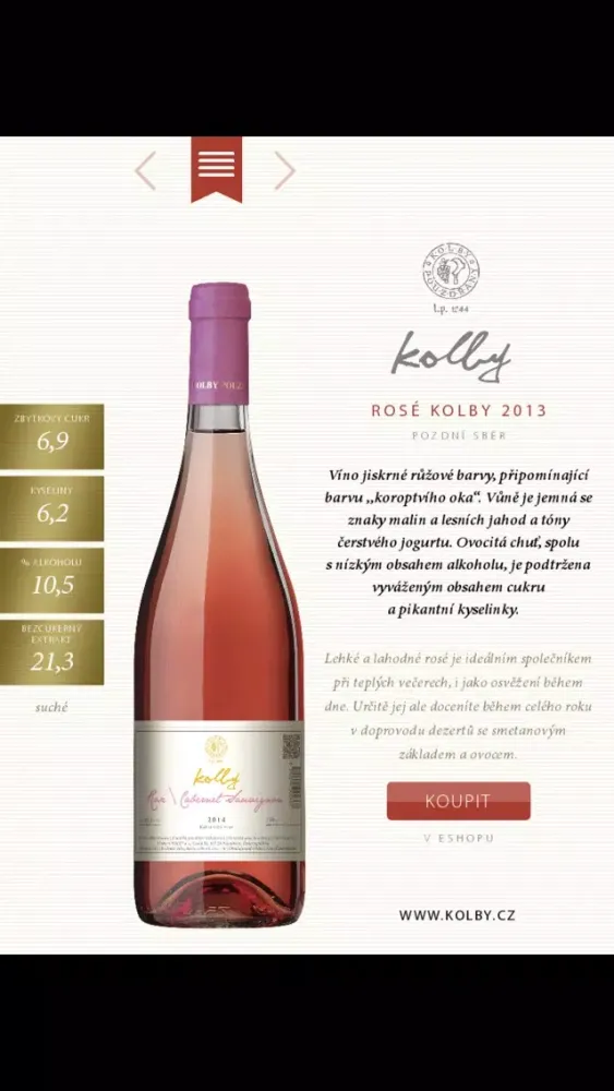 Katalog vín Kolby / Kolby Wine Catalog Screenshots