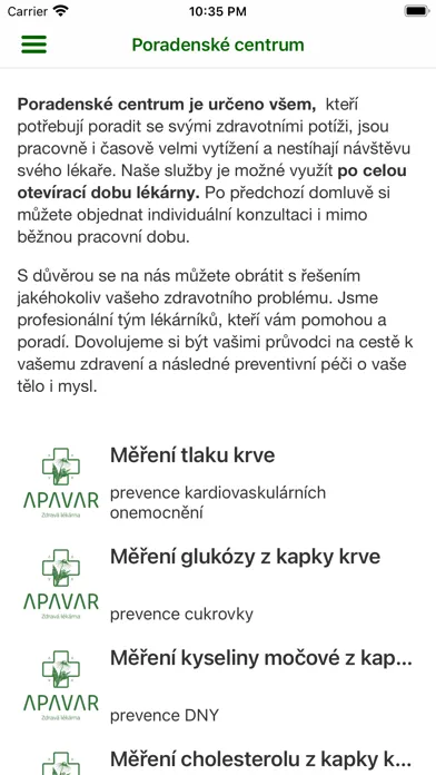 Tangkapan layar Lékárna Apavar