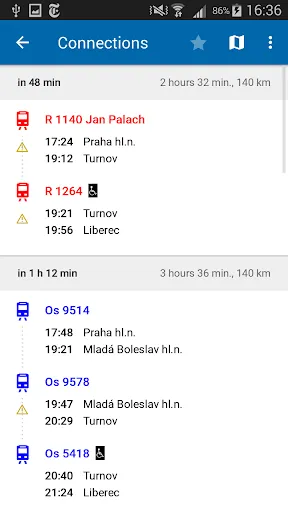 Czech Public Transport IDOS स्क्रीनशॉट
