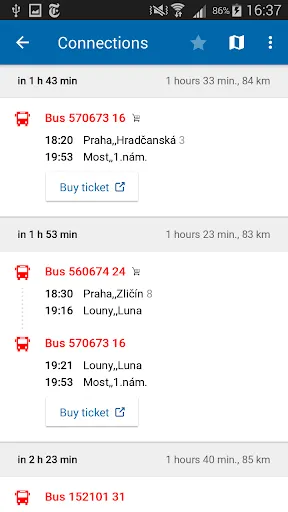 Czech Public Transport IDOS स्क्रीनशॉट