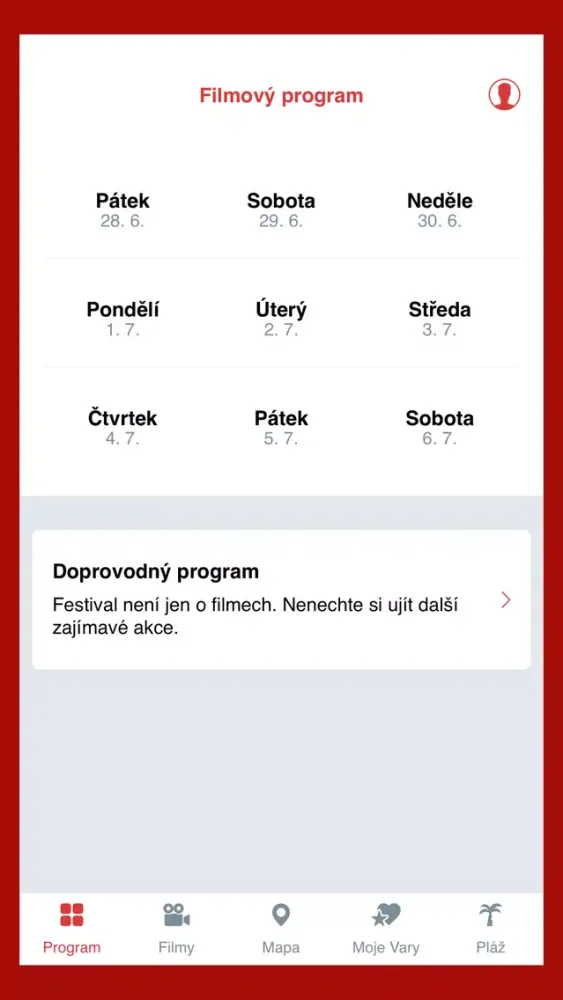 Zrzuty ekranu Vodafone KVIFF Guide 2021