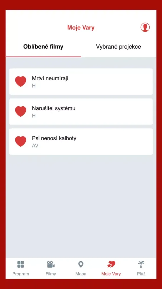 Zrzuty ekranu Vodafone KVIFF Guide 2021