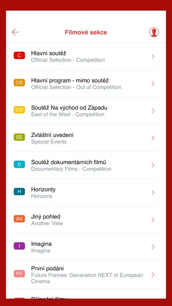 Zrzuty ekranu Vodafone KVIFF Guide 2021