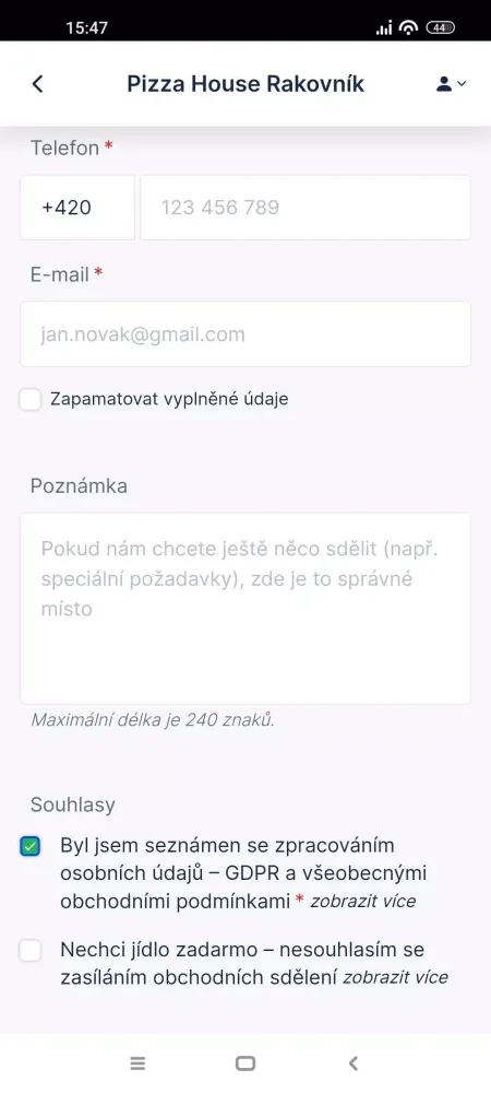Screenshot di Pizza House Rakovník