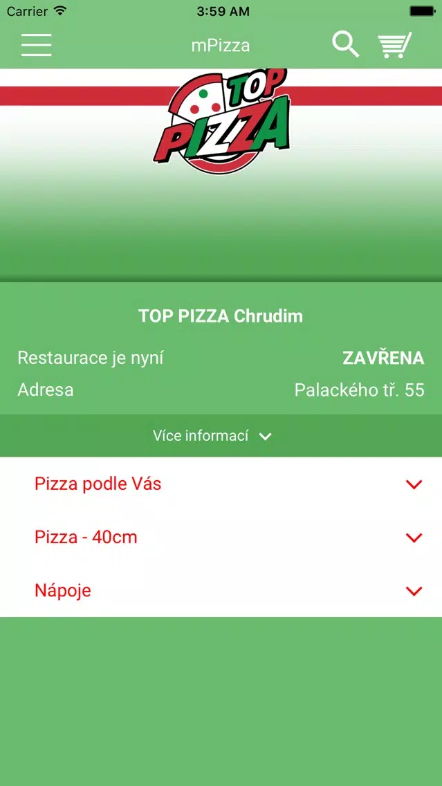 Ảnh chụp màn hình của TOP PIZZA Chrudim