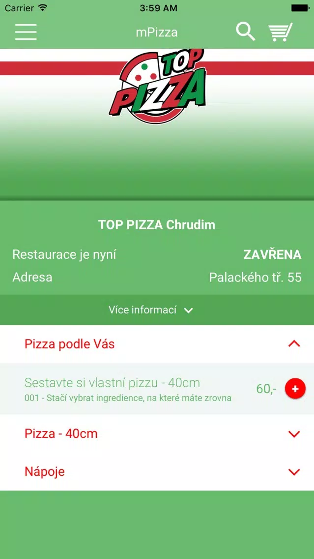 Ảnh chụp màn hình của TOP PIZZA Chrudim