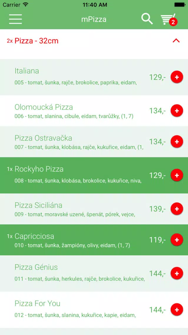 Tangkapan layar Pizza Lucia Markvartice