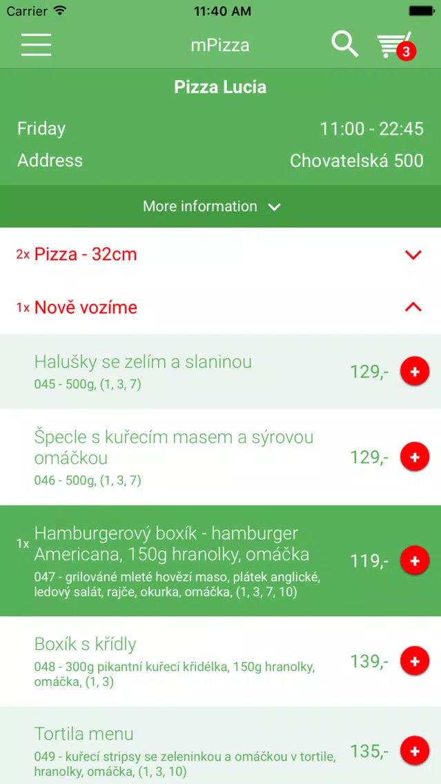 Tangkapan layar Pizza Lucia Markvartice