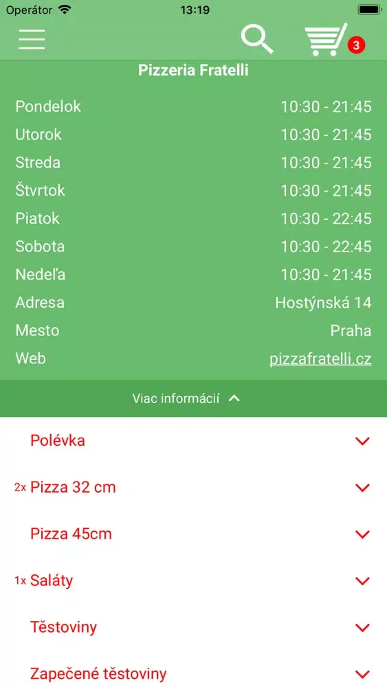 Tangkapan skrin Pizzeria Fratelli
