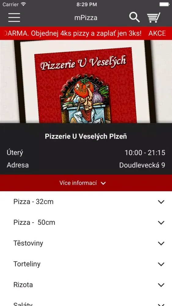 Capturas de tela do Pizzerie U Veselých