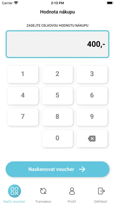 Tangkapan layar Aktivní město – voucher reader