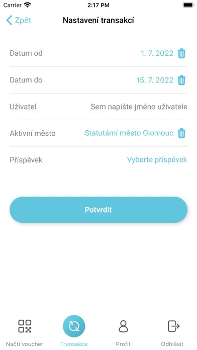 Tangkapan layar Aktivní město – voucher reader
