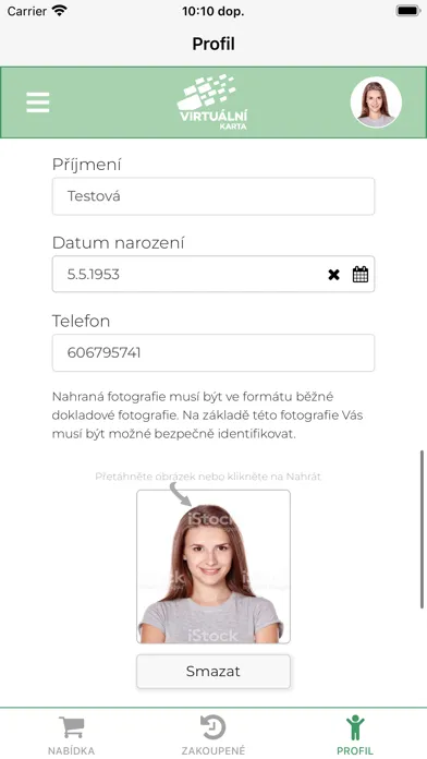 Virtuální karta स्क्रीनशॉट