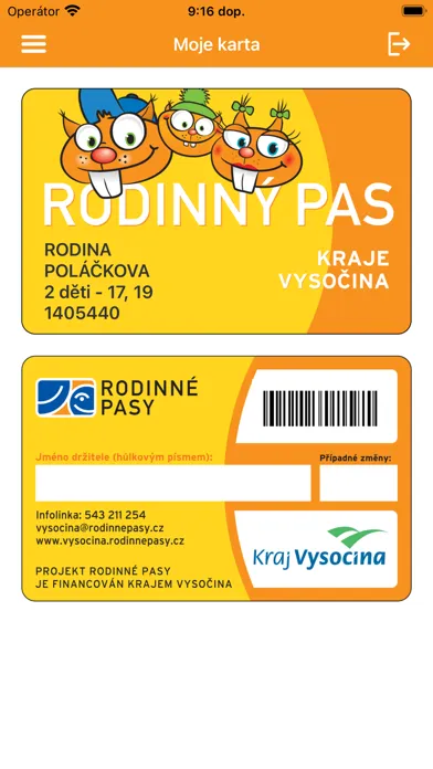 Ảnh chụp màn hình của Rodinné pasy