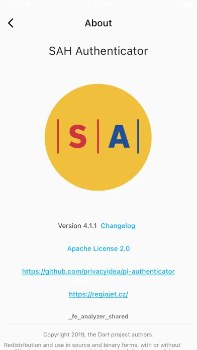 Tangkapan skrin SAH Authenticator