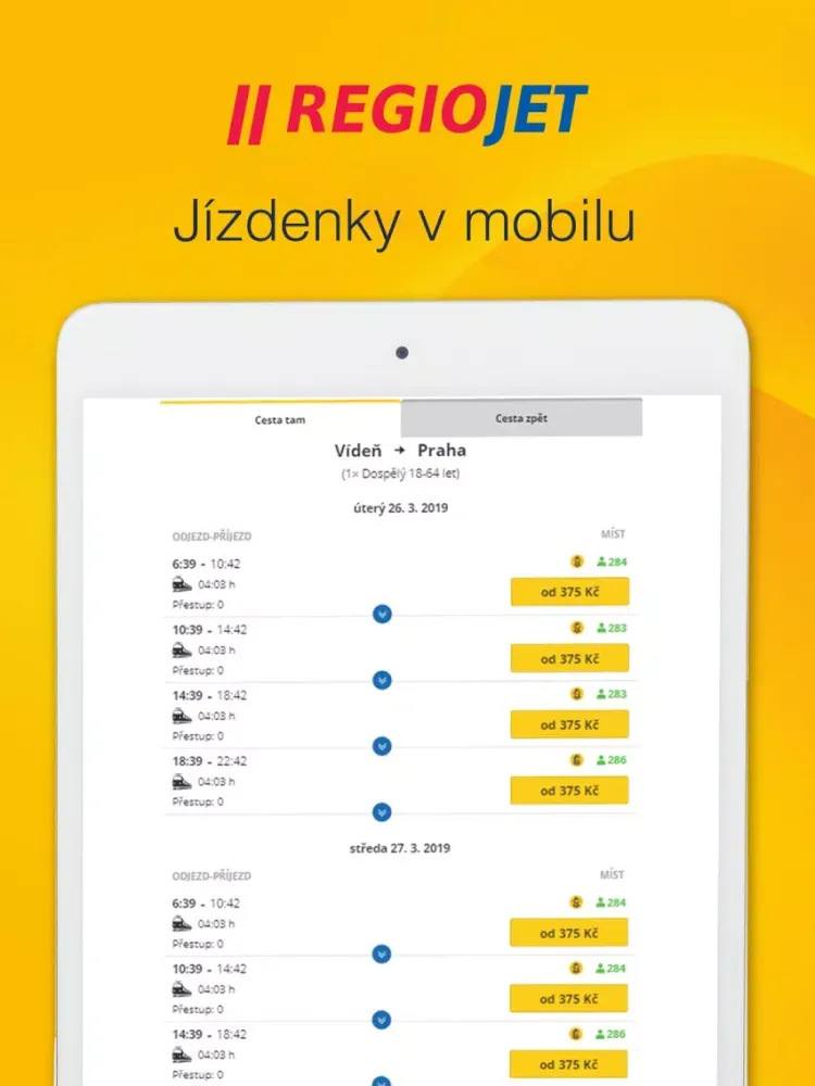 Capturas de tela do RegioJet Tickets: Train & Bus iPad 