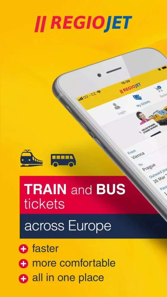 Capturas de tela do RegioJet Tickets: Train & Bus