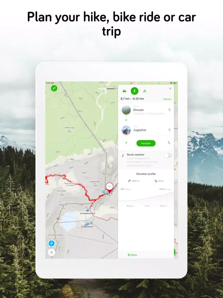 Ảnh chụp màn hình của Windy Maps iPad 
