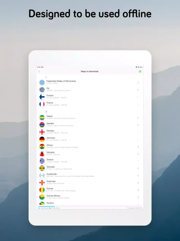 Ảnh chụp màn hình của Windy Maps iPad 
