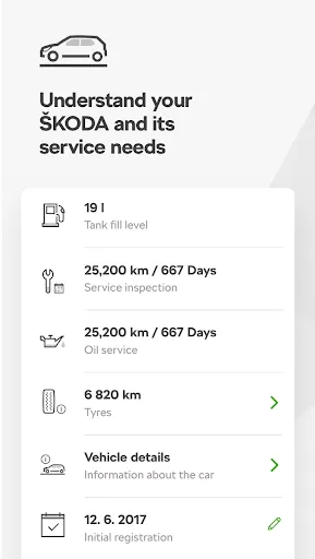 Ảnh chụp màn hình của ŠKODA Connect LITE