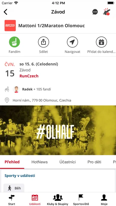 Sportuj v Olomouci: Týmy, Akce Screenshots