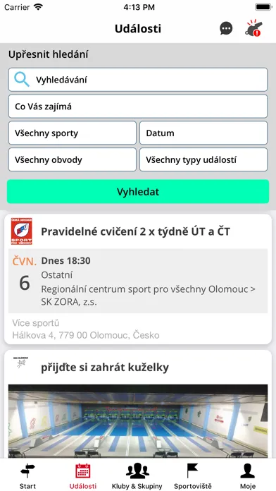 Sportuj v Olomouci: Týmy, Akce Screenshots