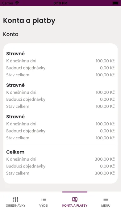 Ảnh chụp màn hình của Strava.cz Meal Ordering