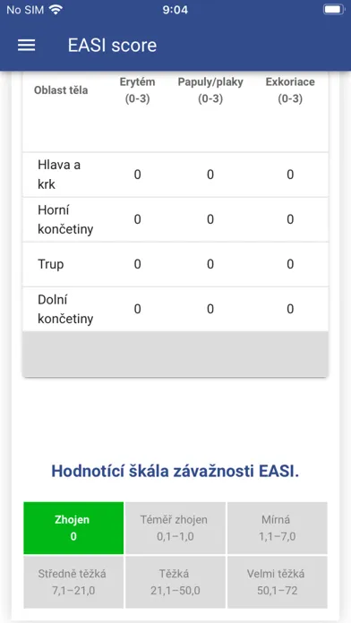 EASI score Screenshots