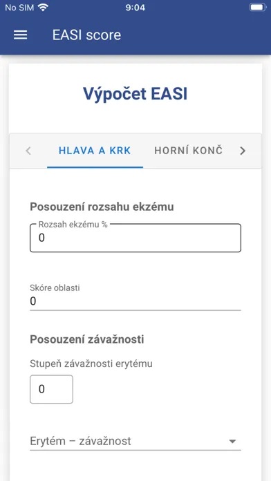 EASI score Screenshots